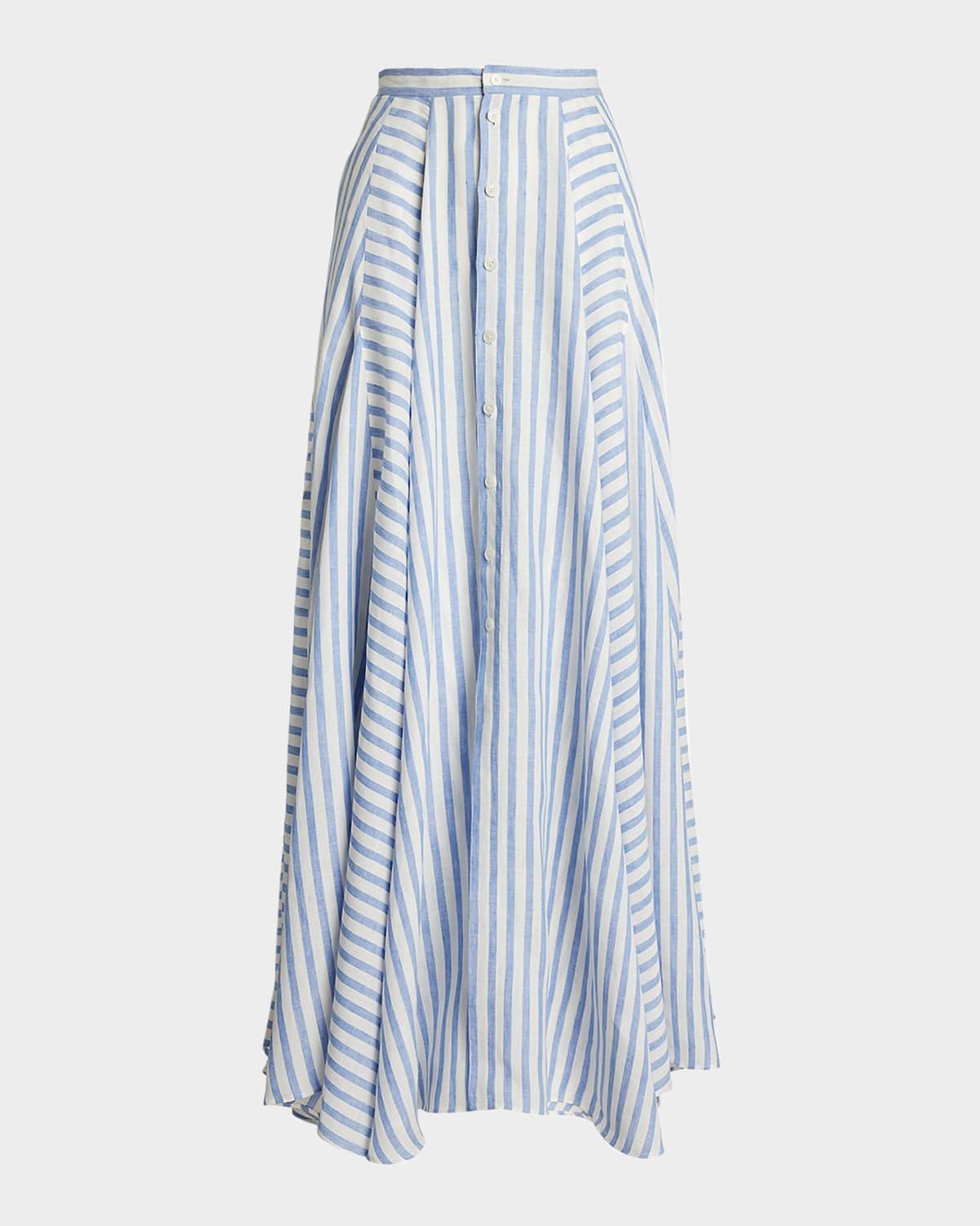 shamus umbrella striped linen maxi skirt