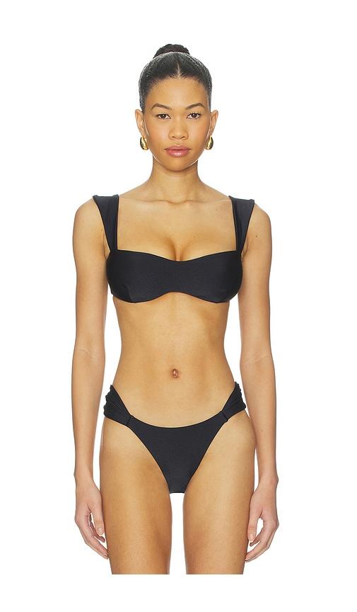 shani shemer aster bikini top in black.