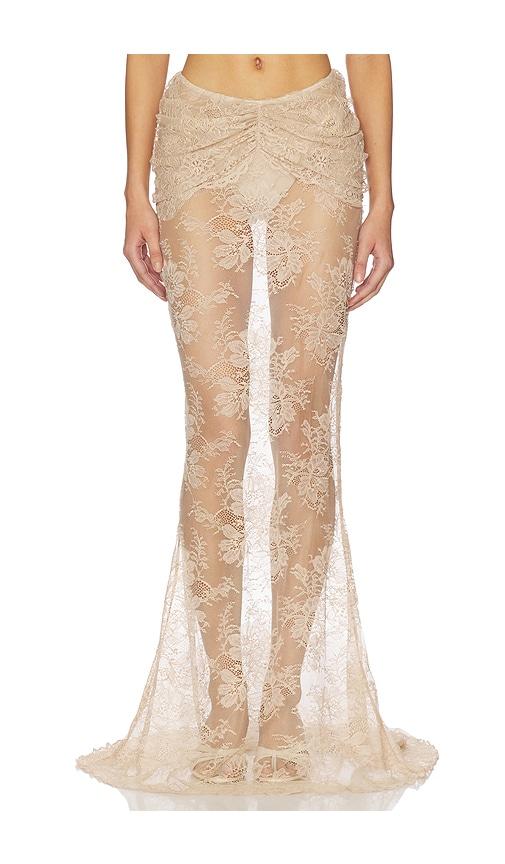 shani shemer brenda maxi skirt in metallic neutral.