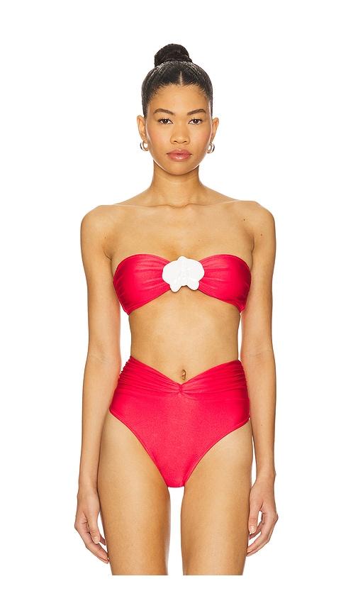 shani shemer callisto bikini top in red.