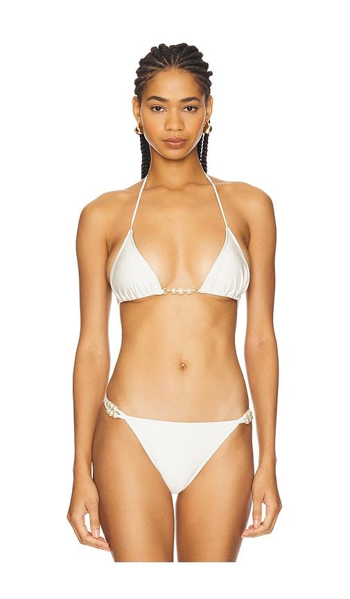 shani shemer giselle bikini top in white.