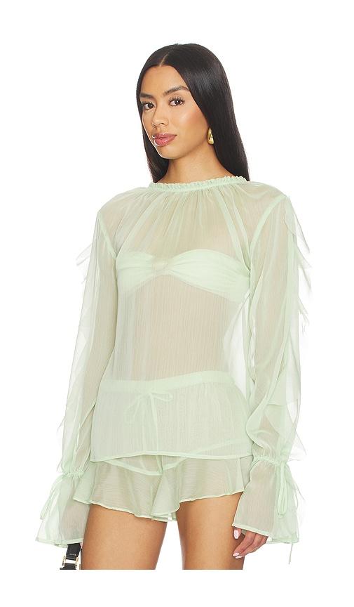 shani shemer jeanie longsleeve top in mint.