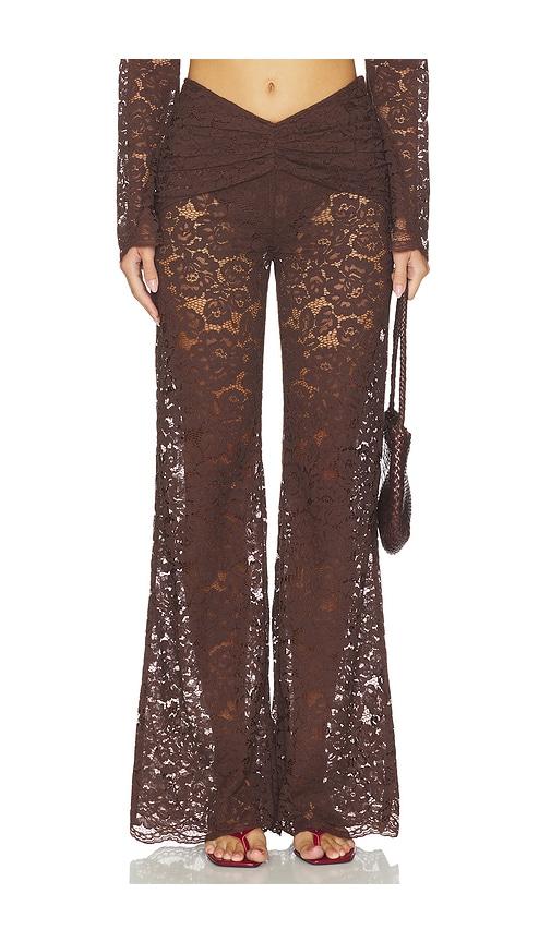 shani shemer madison straight pants in brown.