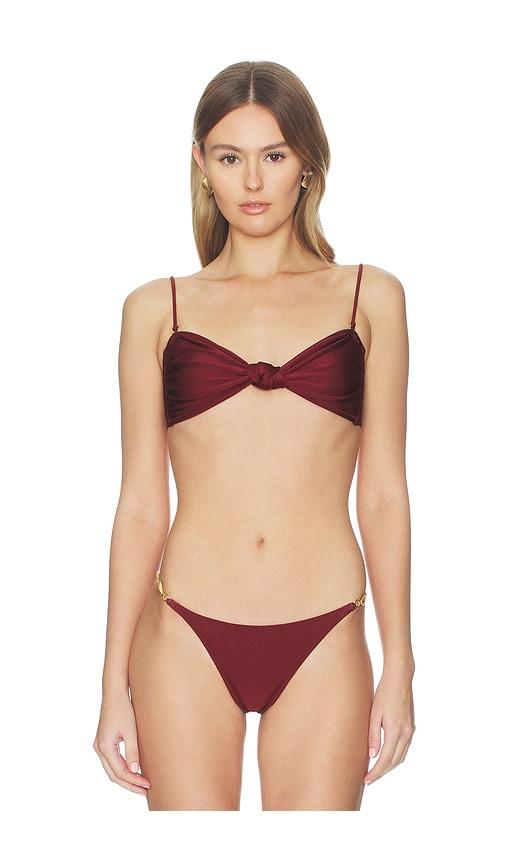 shani shemer maren bandeau bikini top in burgundy.