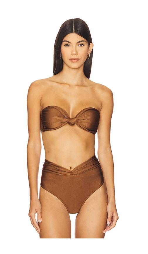 shani shemer maren bikini top in brown.