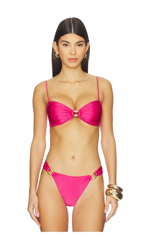 shani shemer nyx bandeau bikini top in fuchsia.