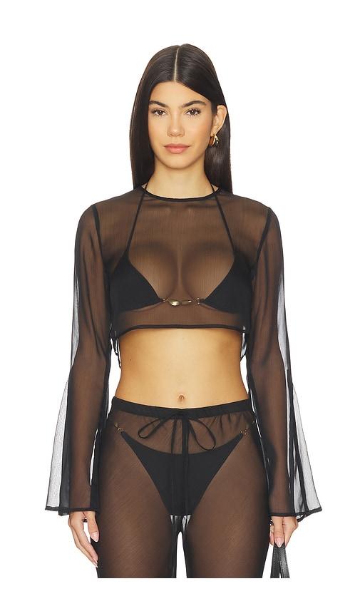 shani shemer phoenix crop top in black.