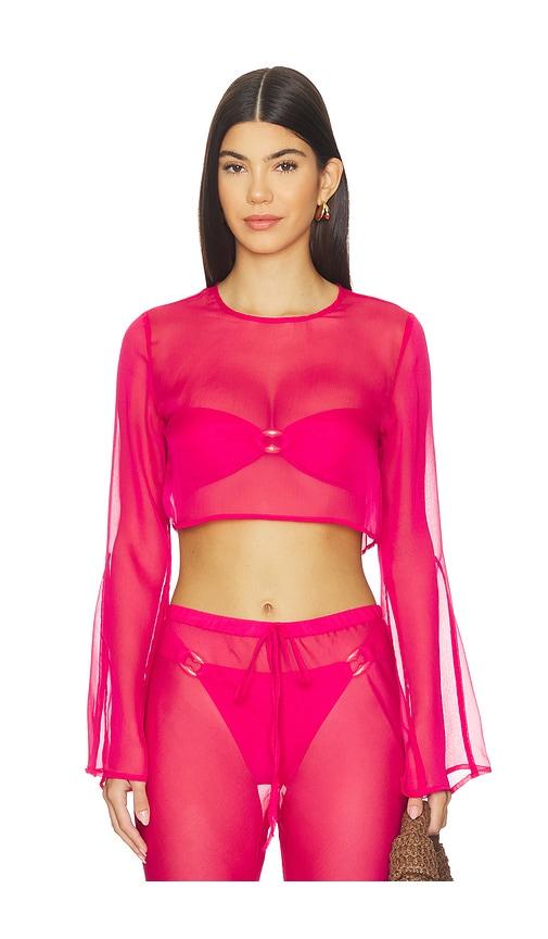shani shemer phoenix crop top in fuchsia.