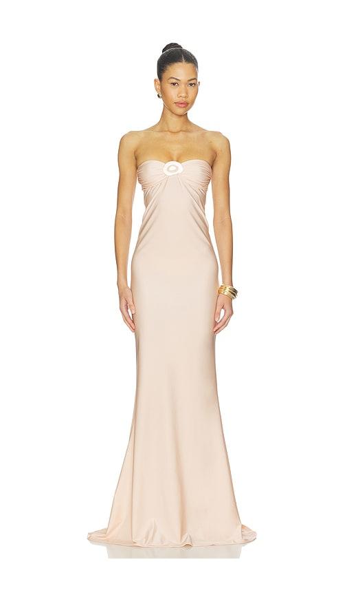 shani shemer rose maxi dress in pink.