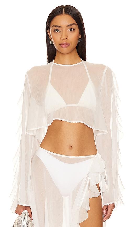 shani shemer thoma cropped shirt in white in cream.