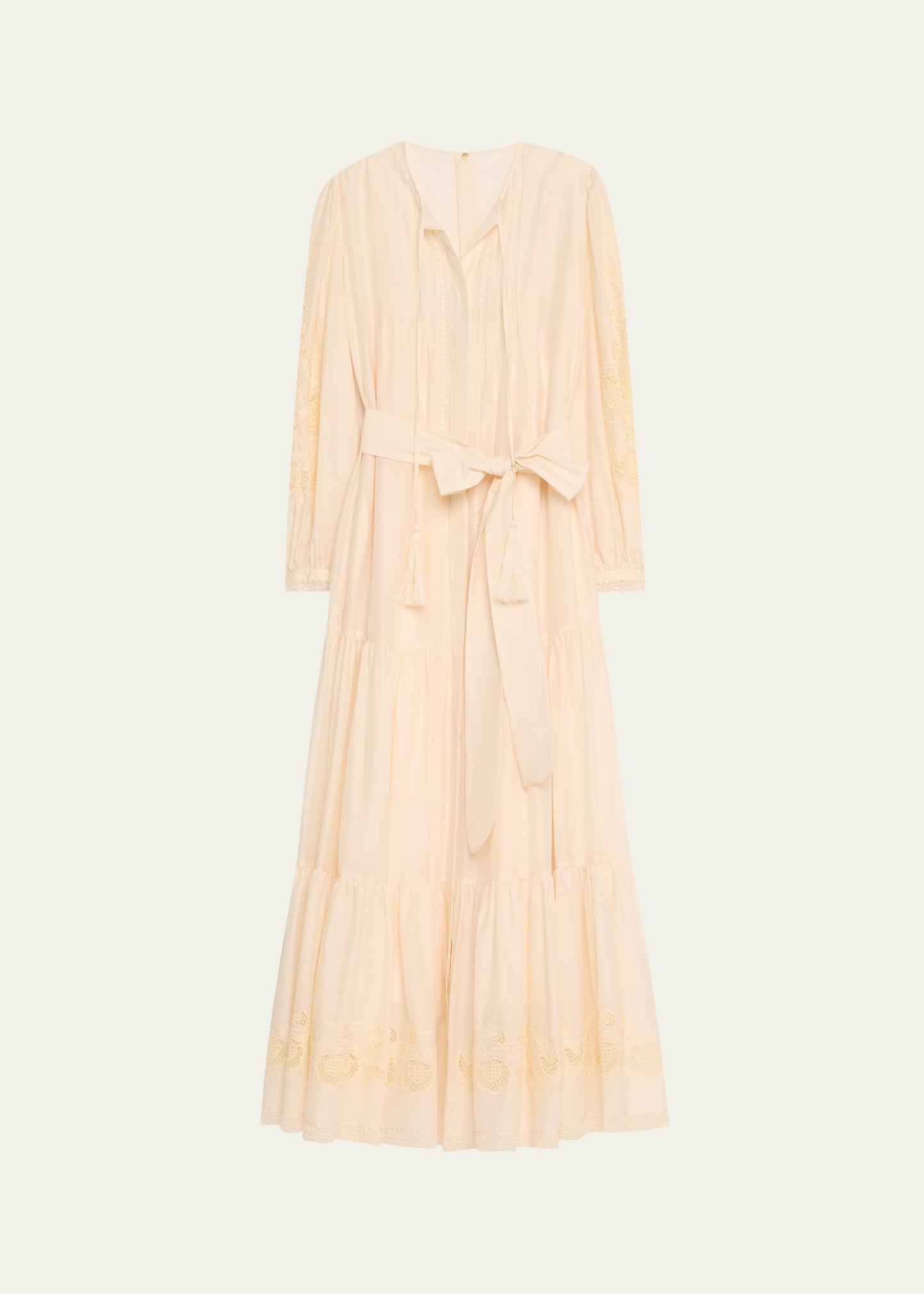 shanice tiered floral-embroidered maxi dress
