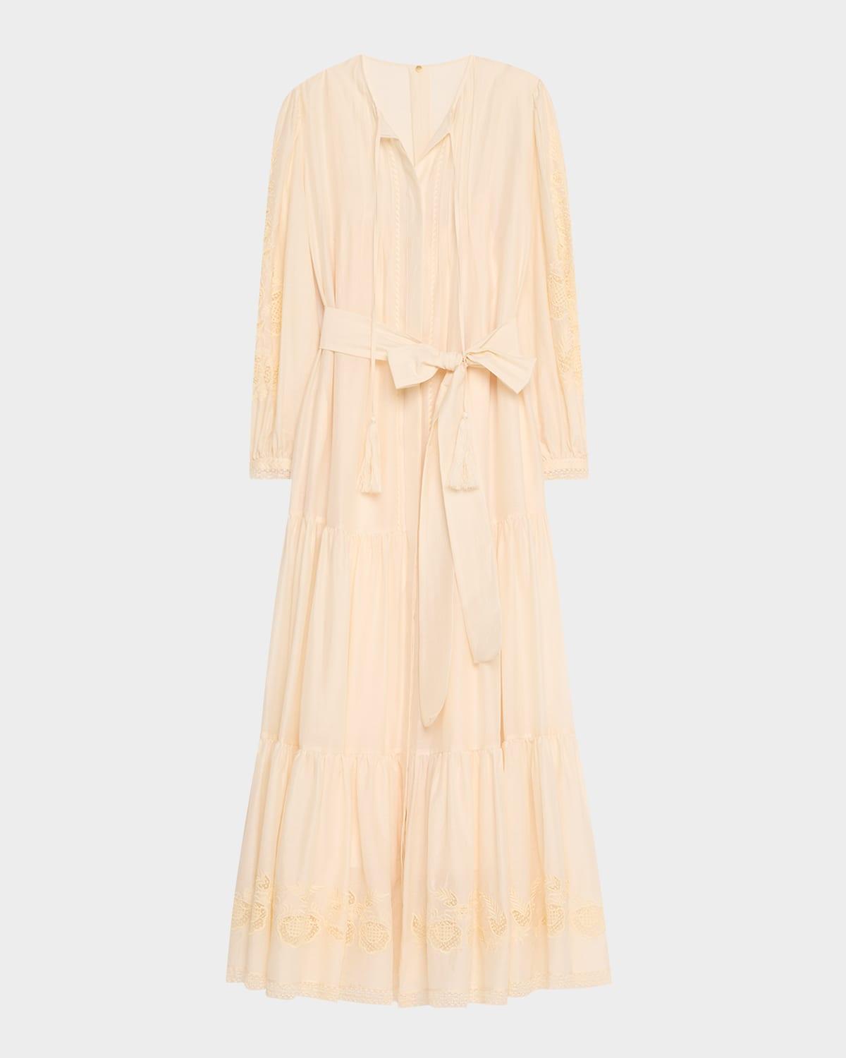 shanice tiered floral-embroidered maxi dress