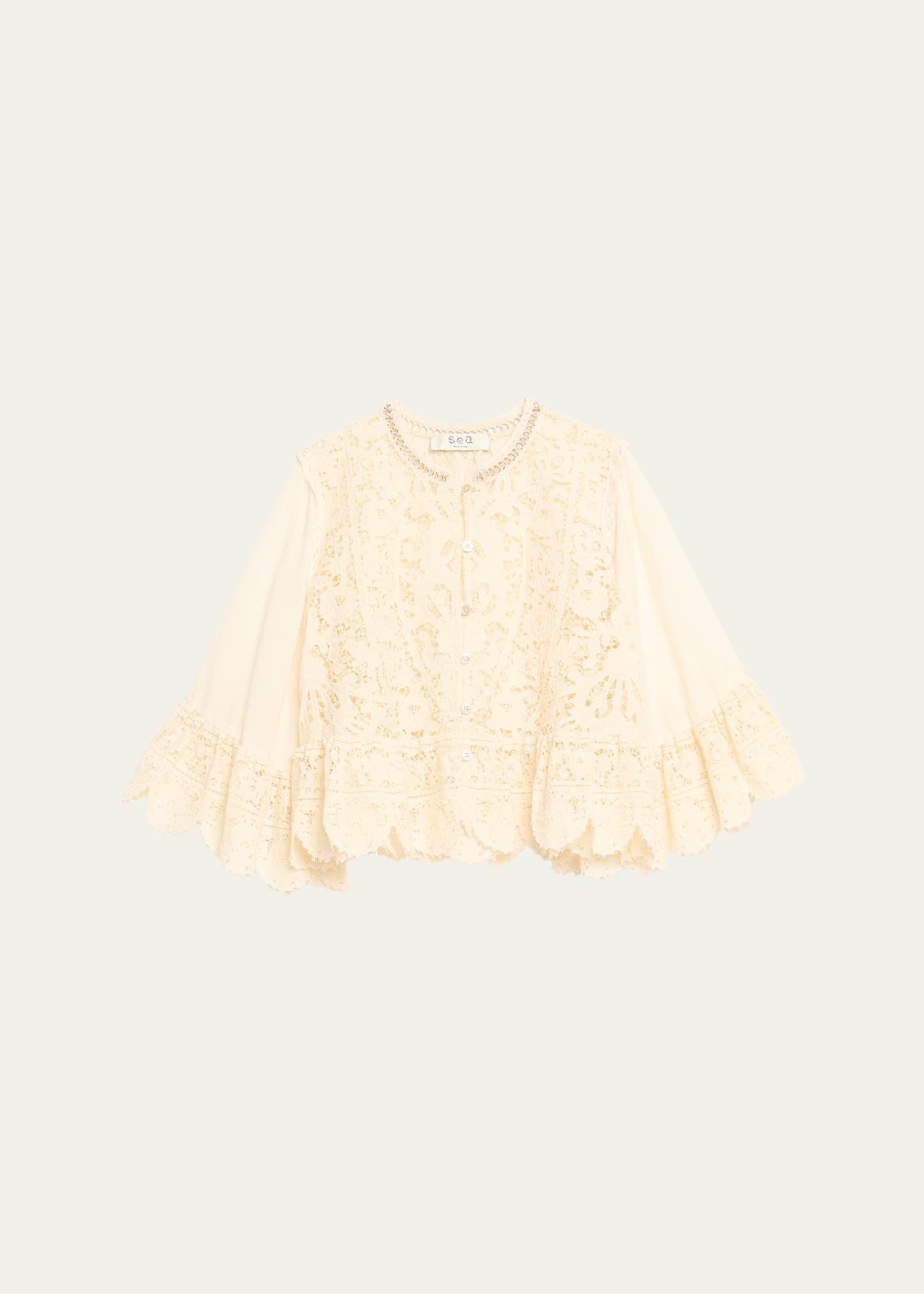 shanna lace three-quarter sleeve top