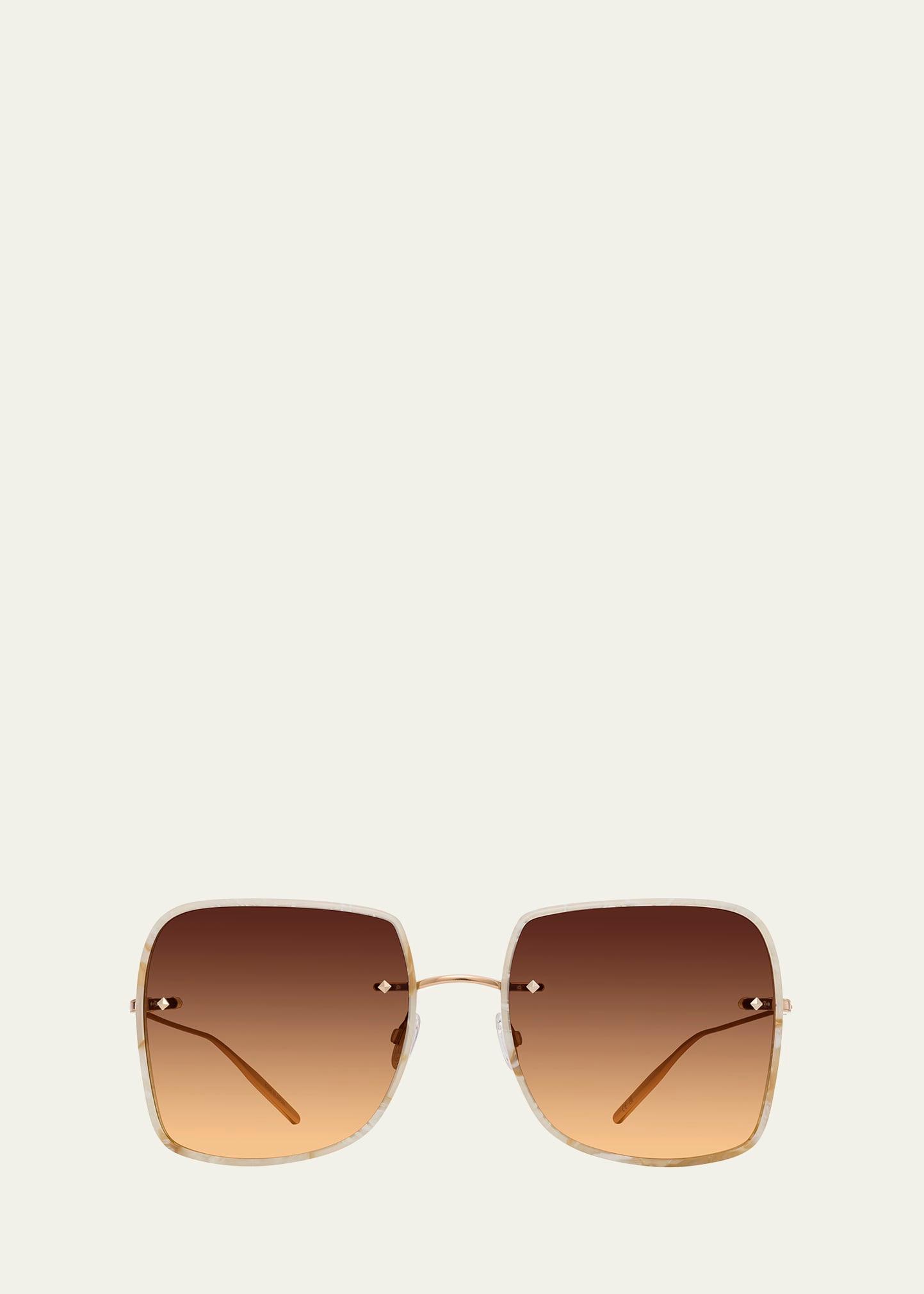 sharona mahogany titanium & acetate square sunglasses
