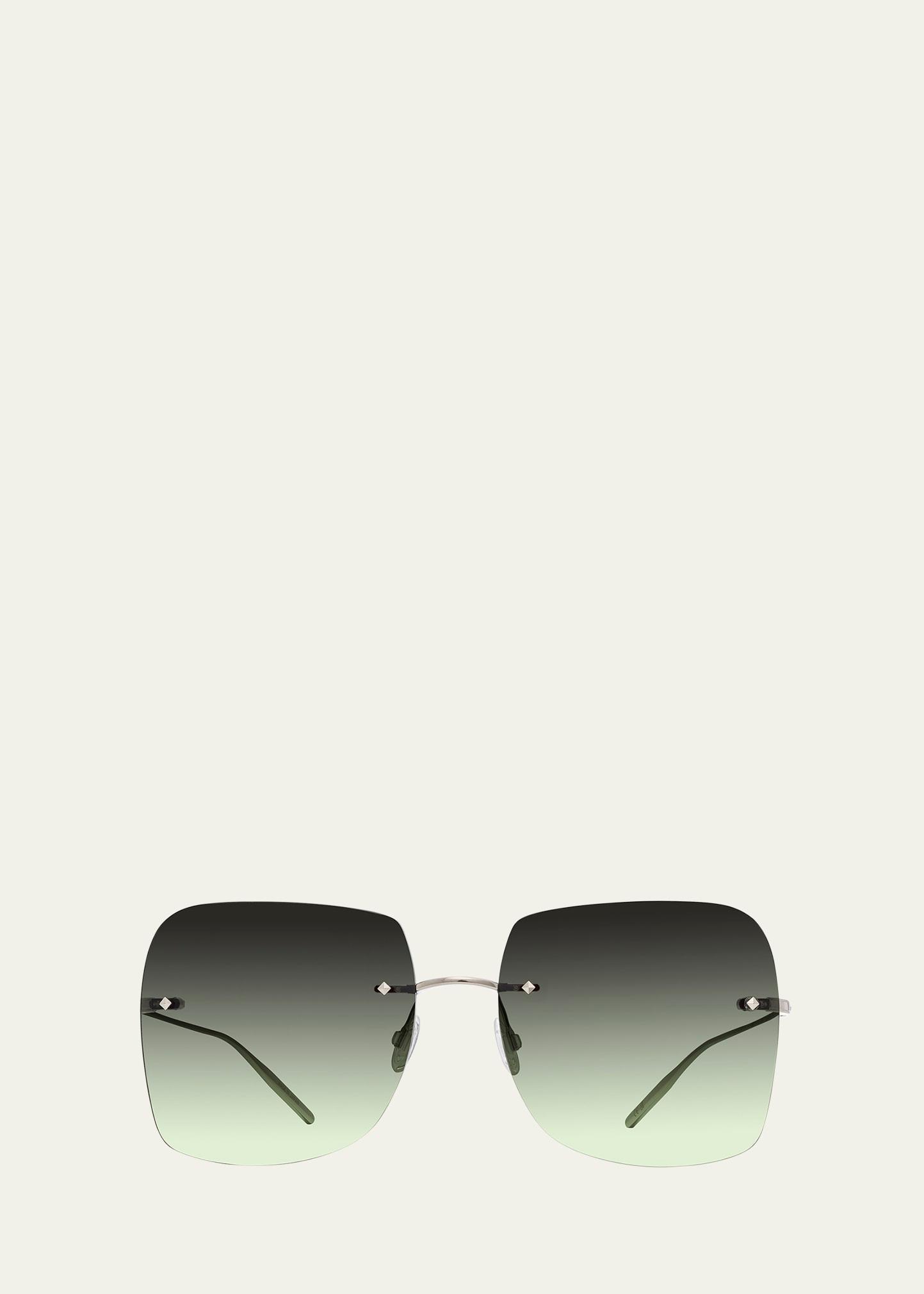 sharona rimless silver titanium square sunglasses