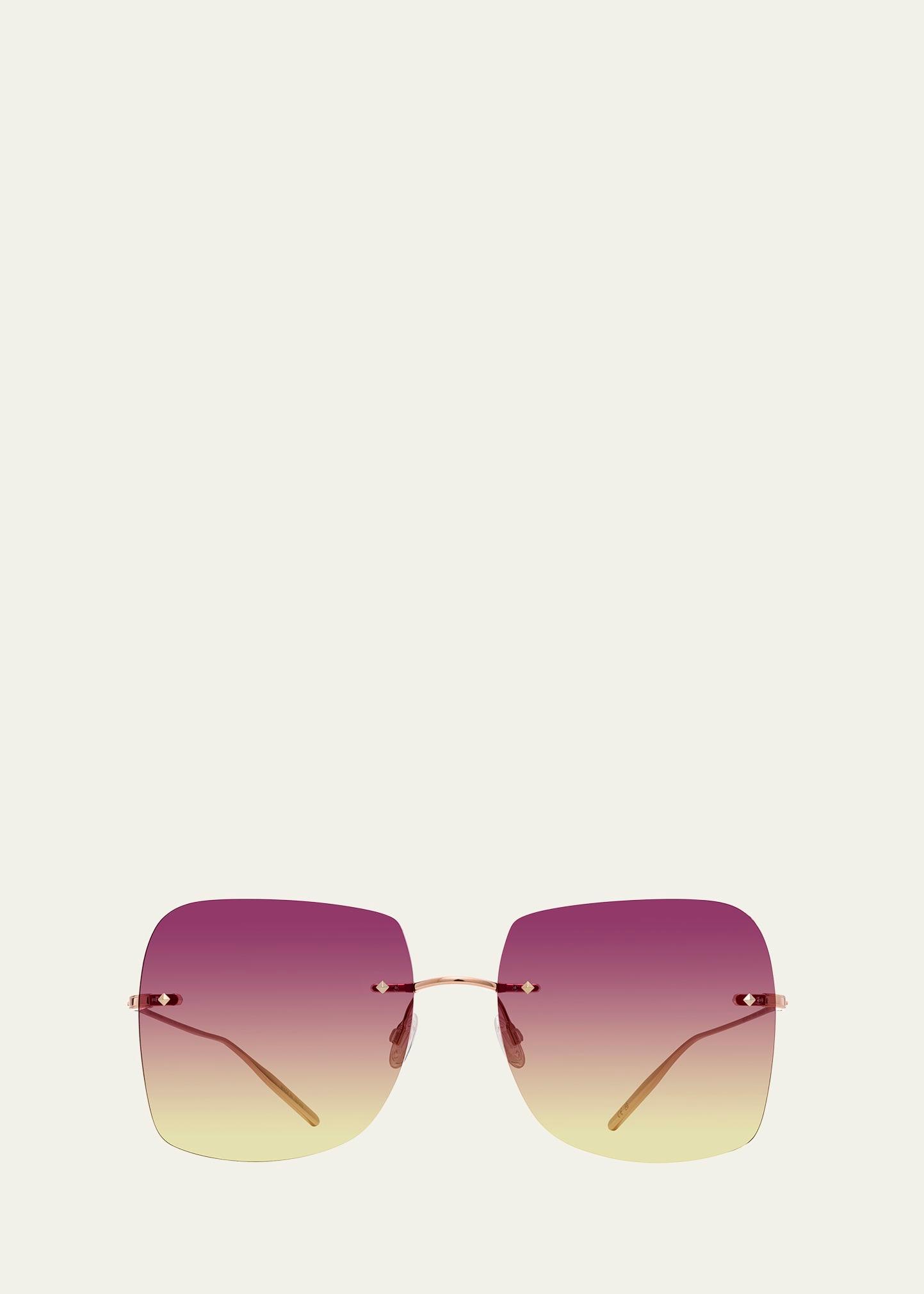 sharona rimless sun kissed titanium square sunglasses
