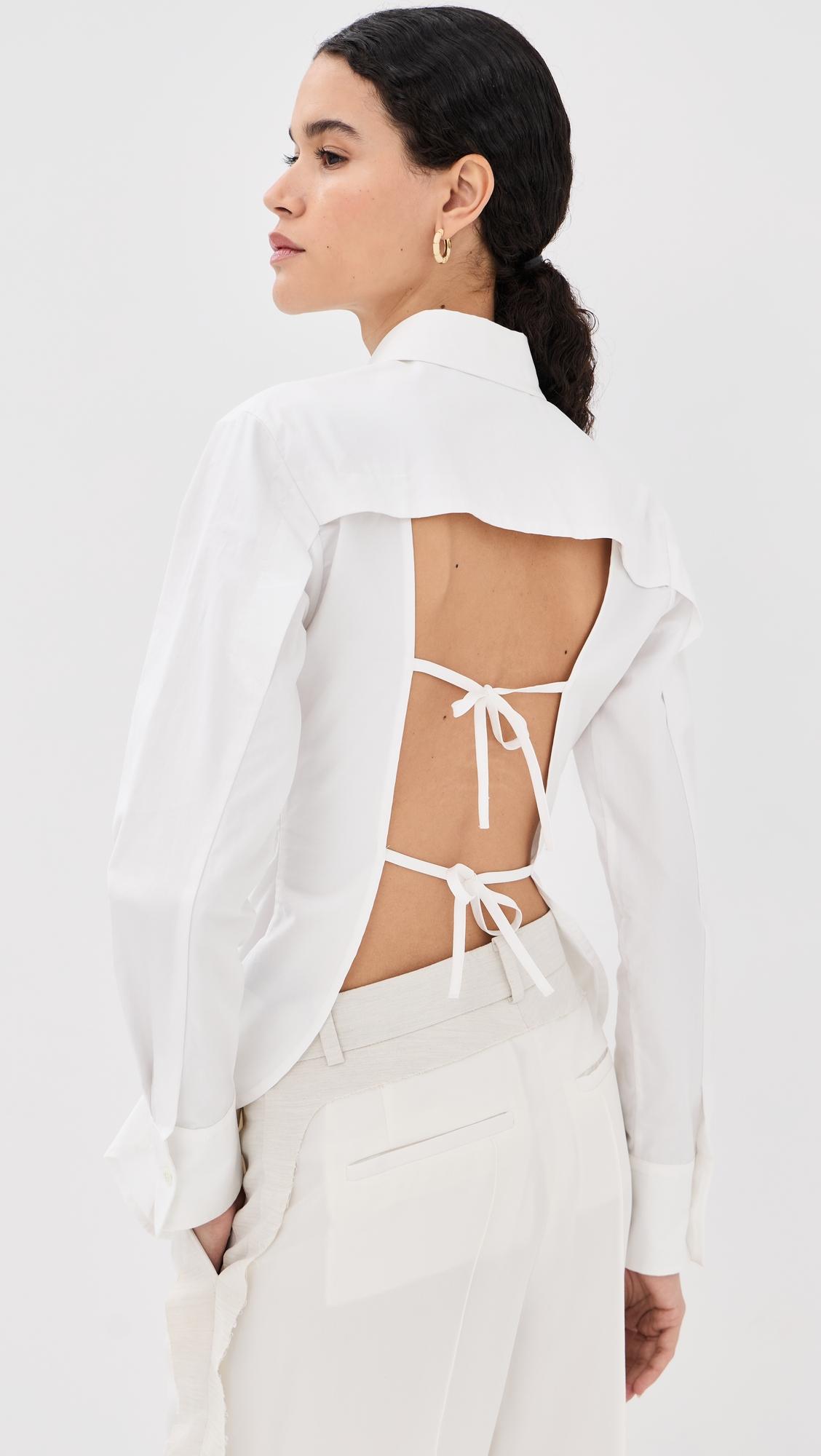 sharp open back shirt