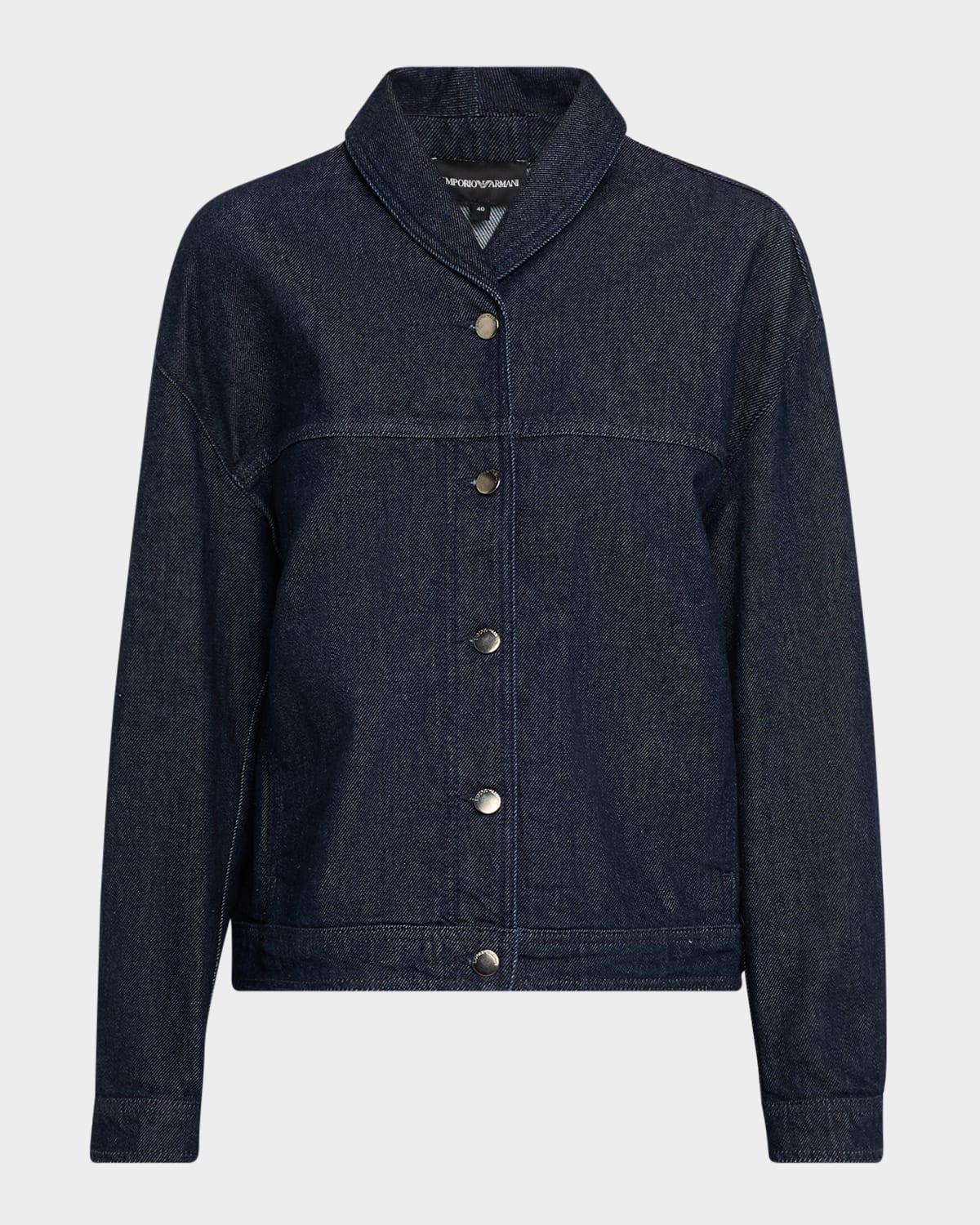 shawl-collar cotton denim jacket