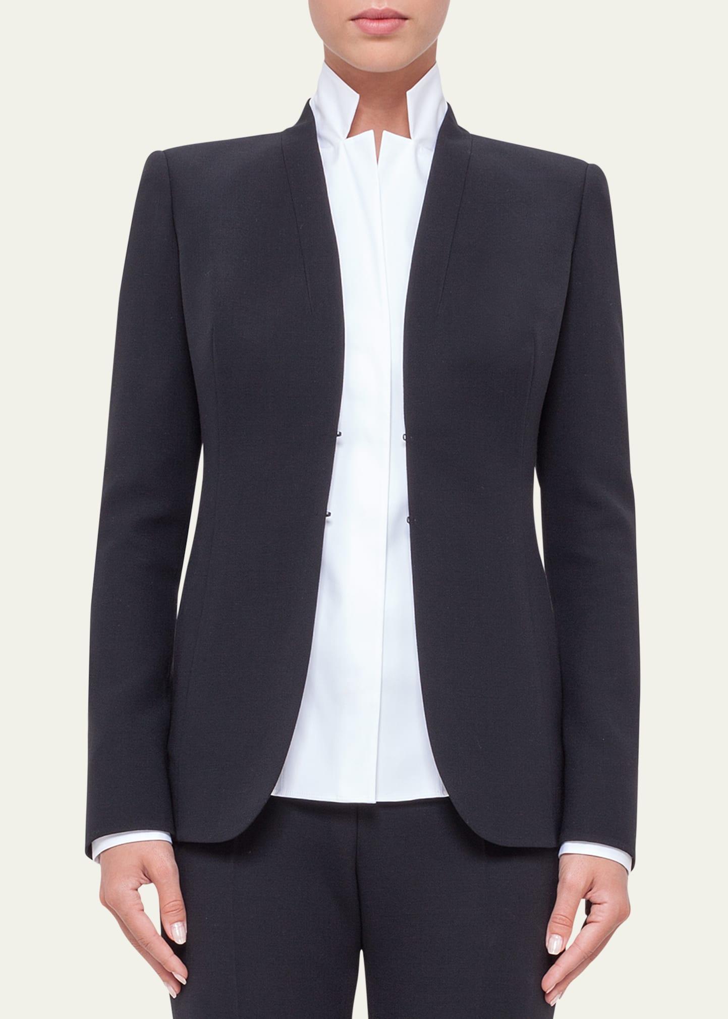 shawl-collar wool jacket