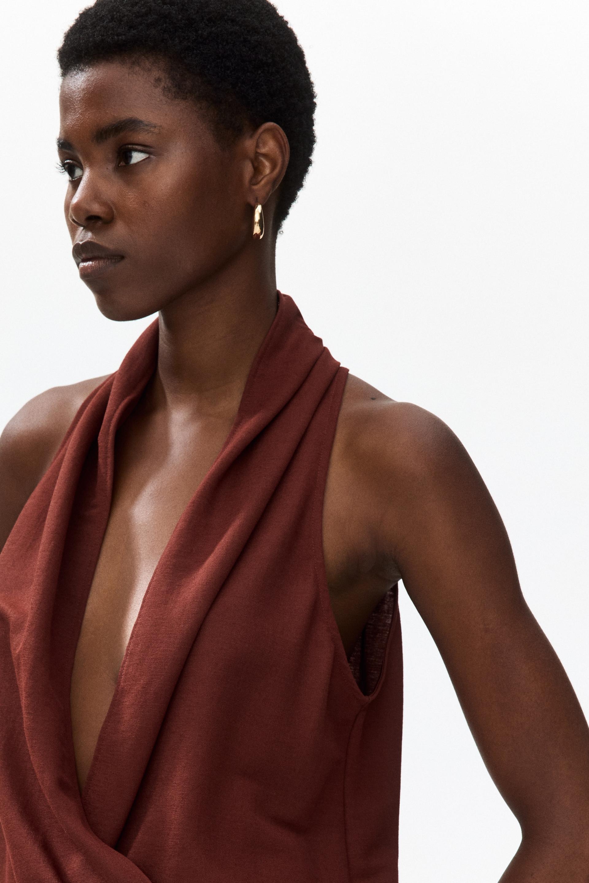 shawl-collar wrap top