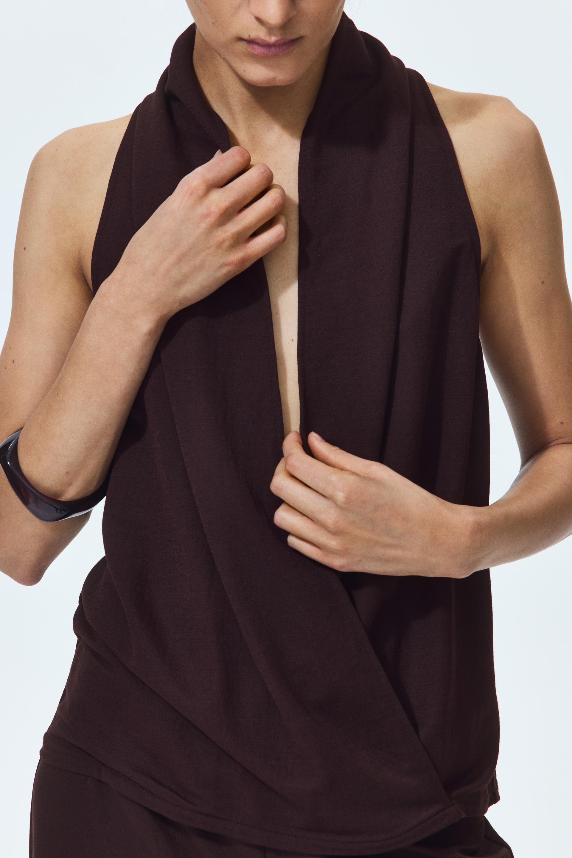 shawl-collar wrap top