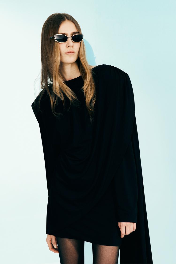 shawl-detail draped dress