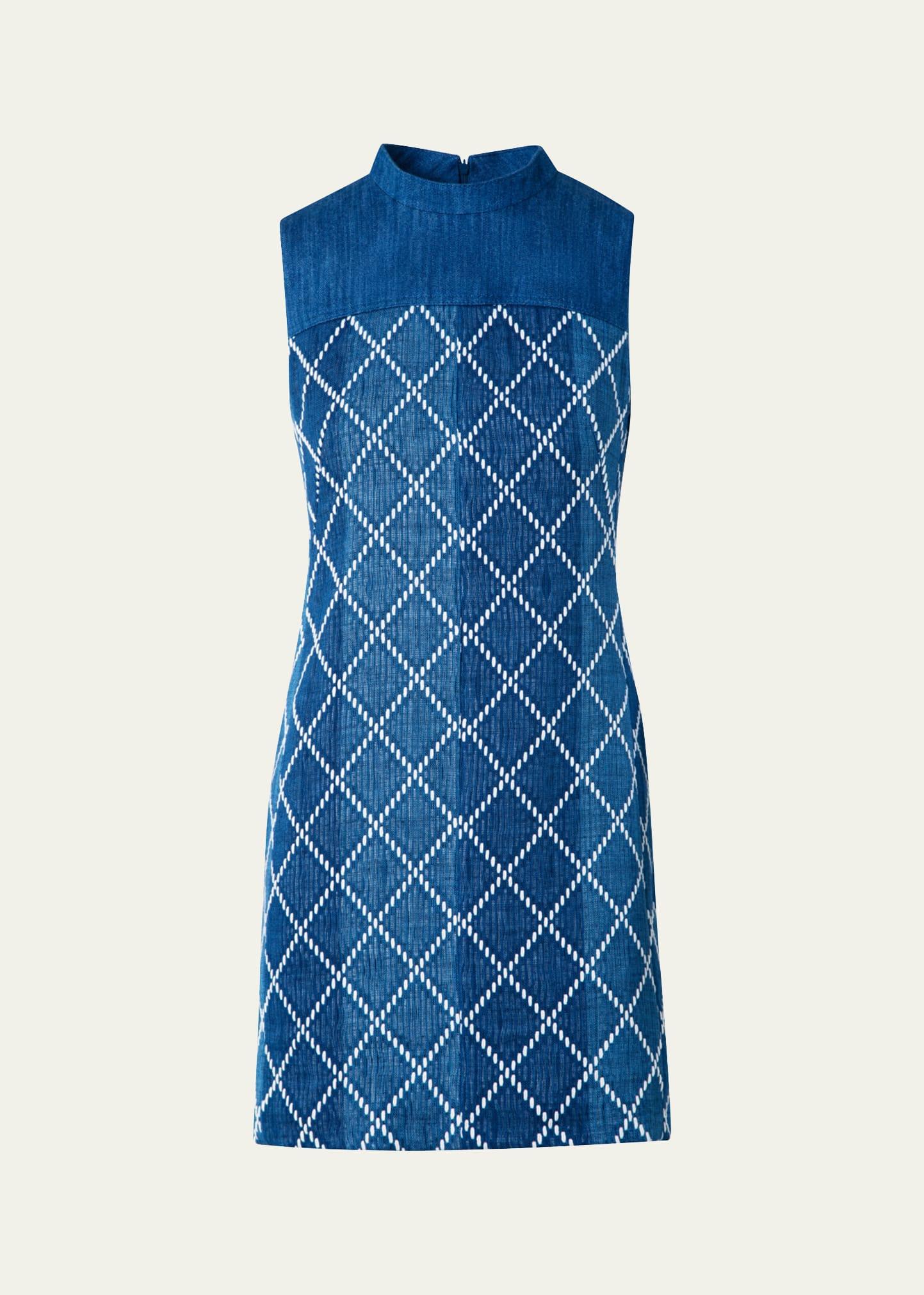 sheath dress with diamond jacquard