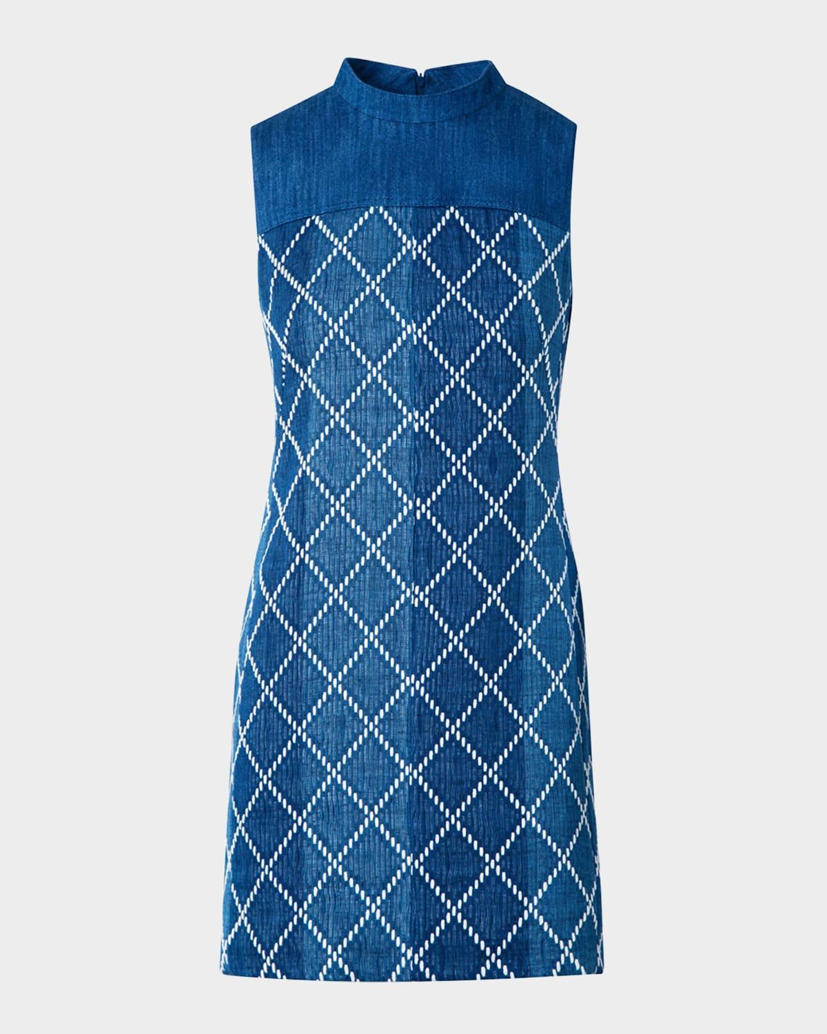 sheath dress with diamond jacquard