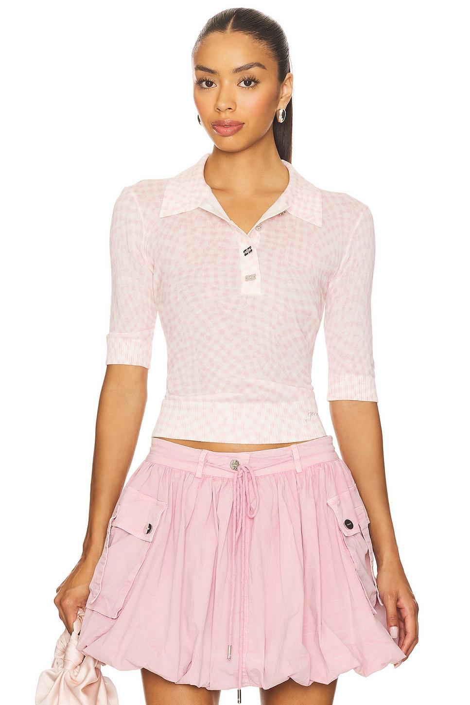 sheer cotton printed polo