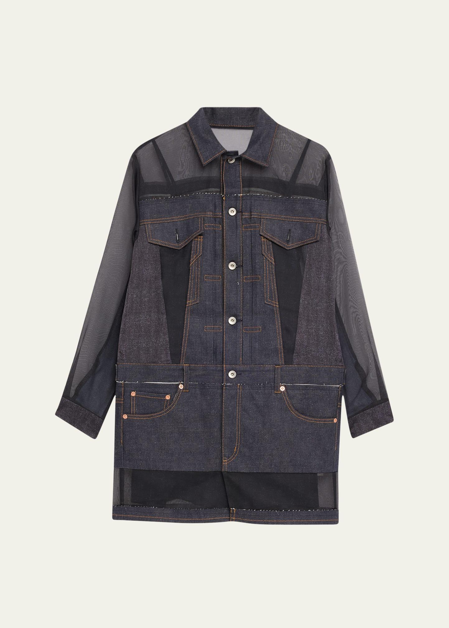 sheer denim mini dress