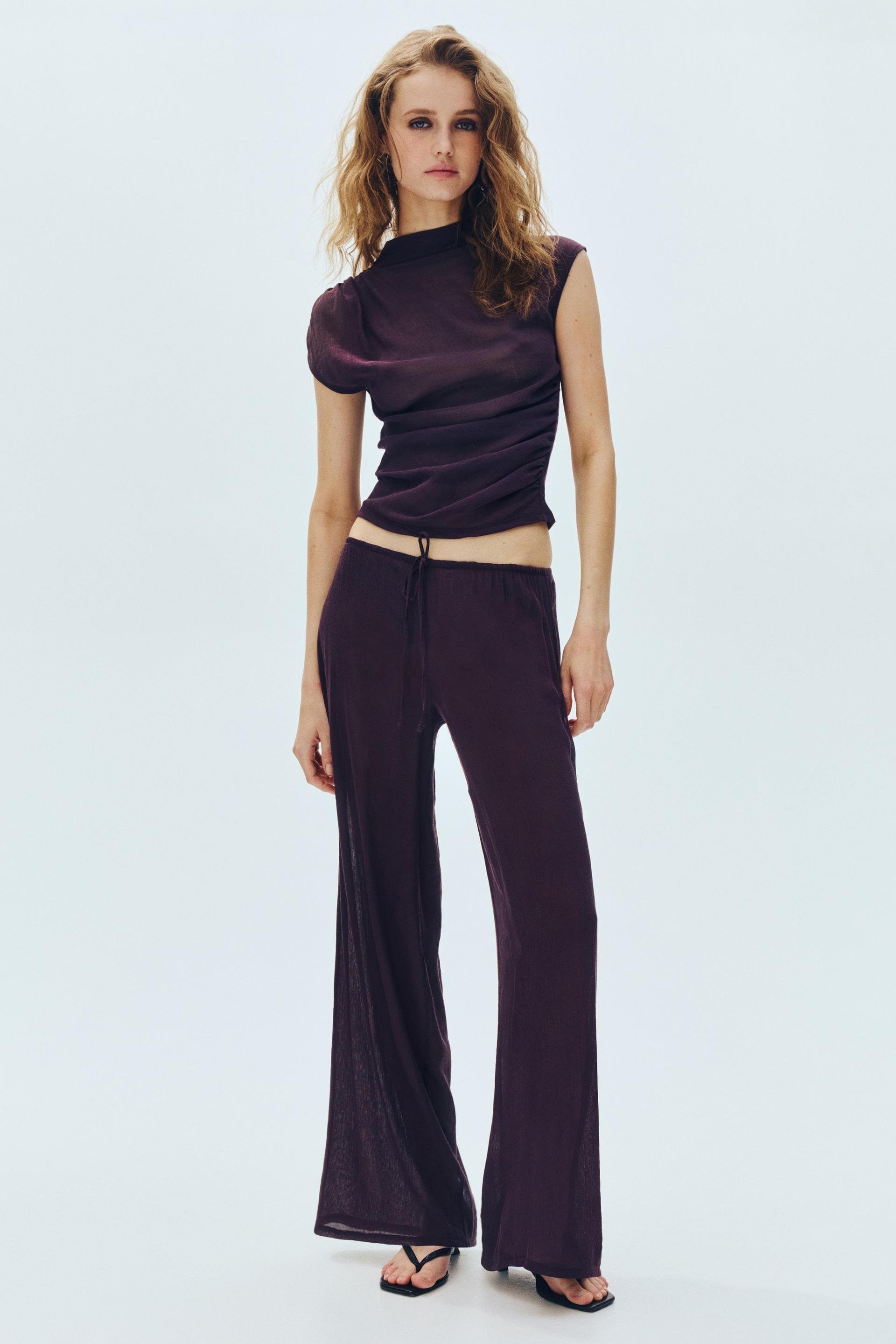 sheer drawstring pants