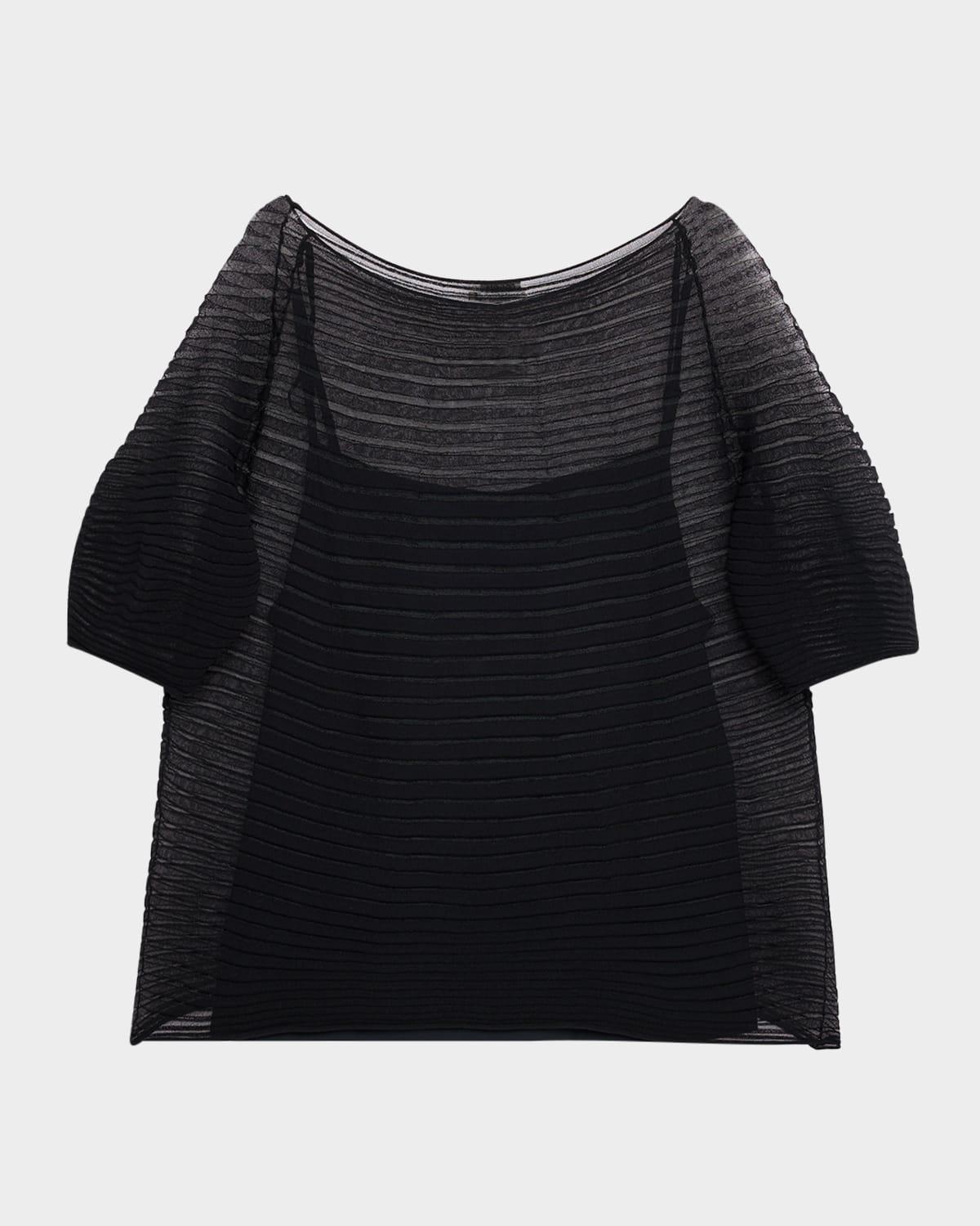 sheer harmonica-pleated sweater