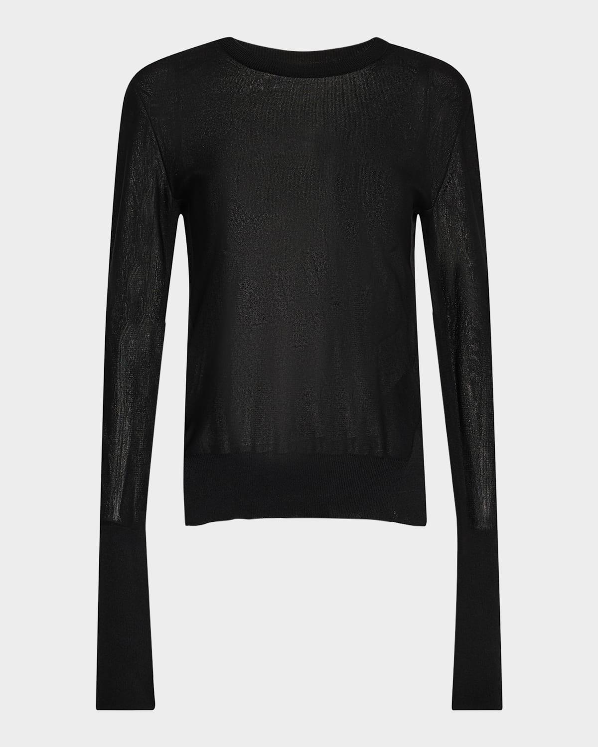 sheer knit crewneck sweater