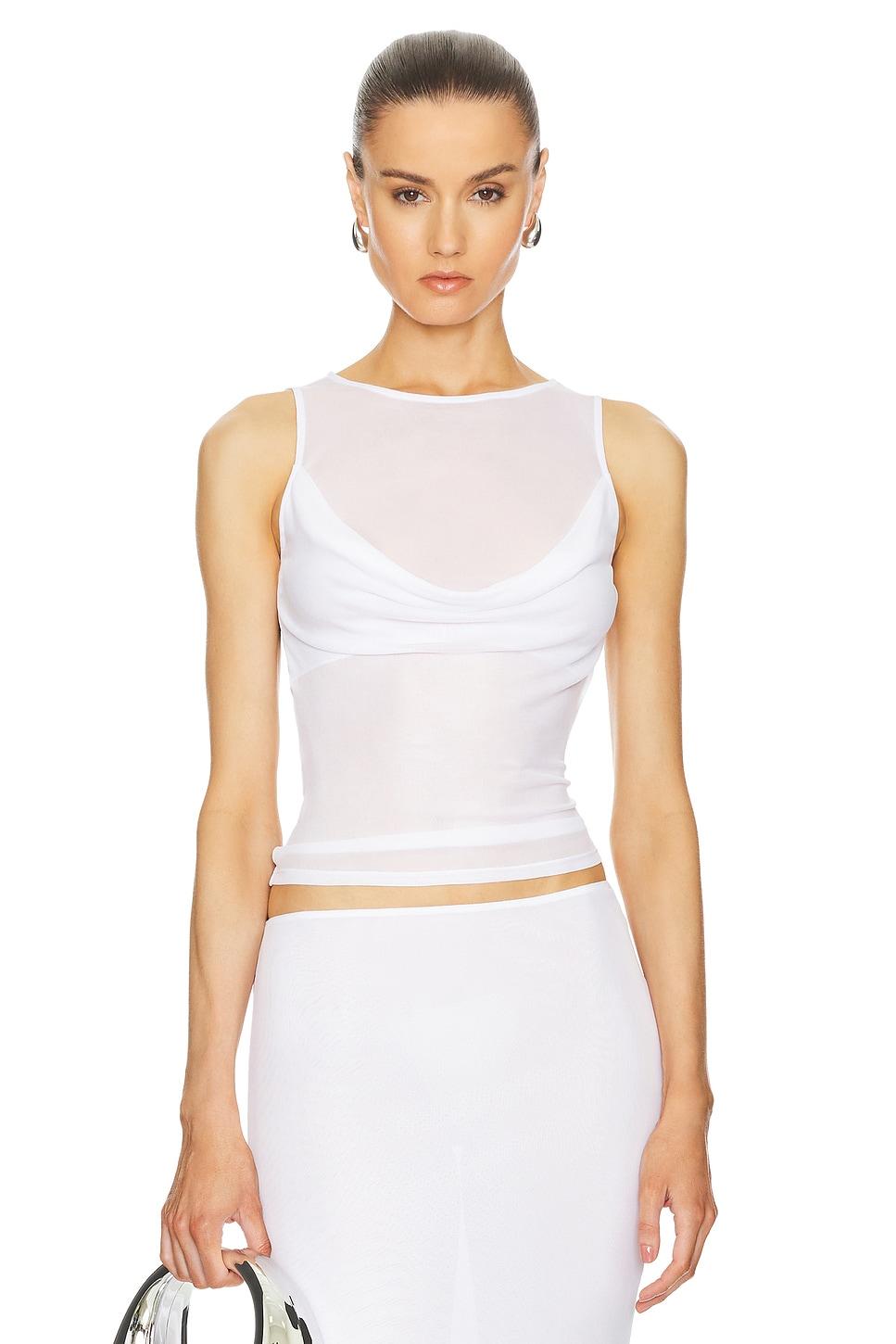 sheer knit draped top