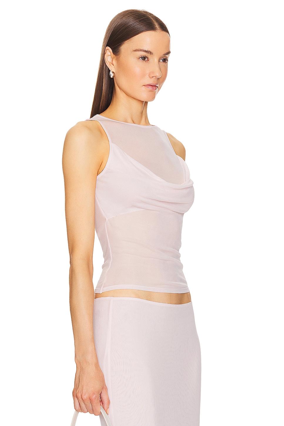 sheer knit draped top
