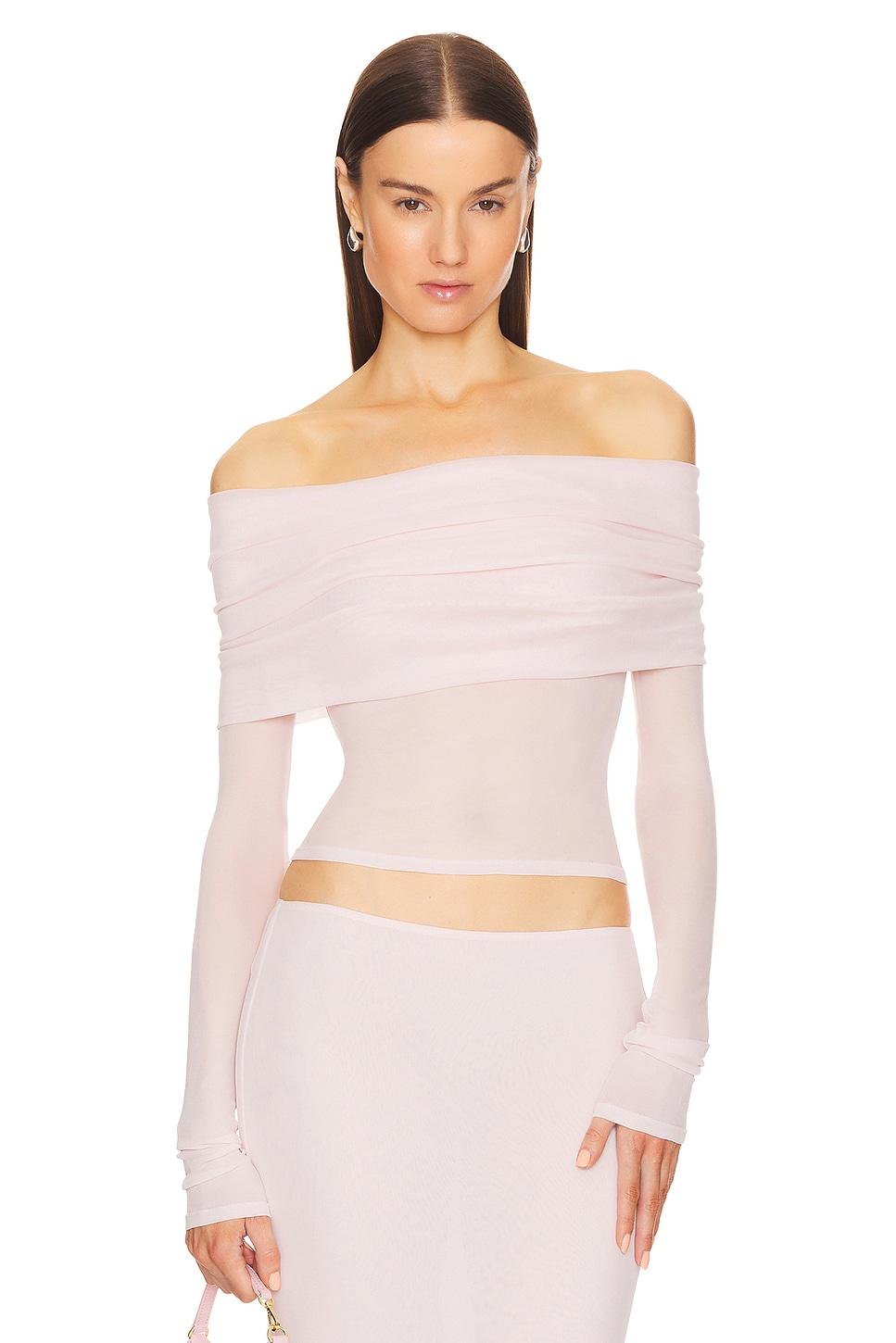 sheer knit off the shoulder top