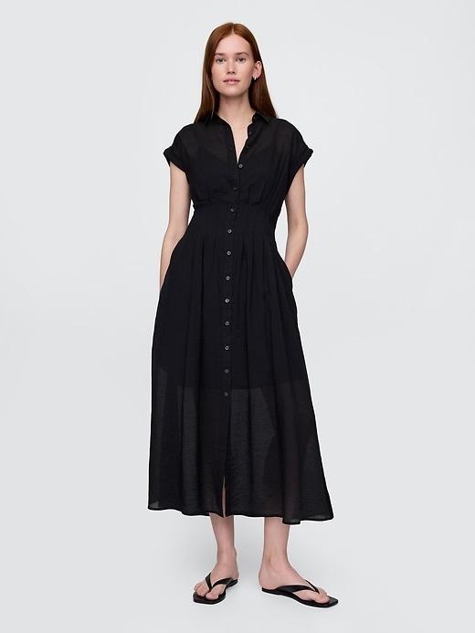 sheer midi shirtdress