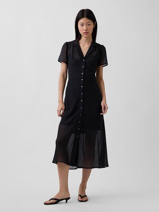 sheer midi shirtdress