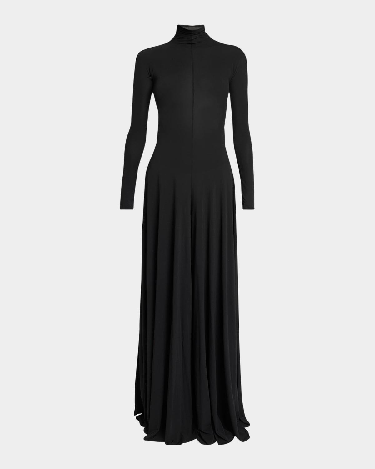 sheer open-back turtleneck jumpsuit