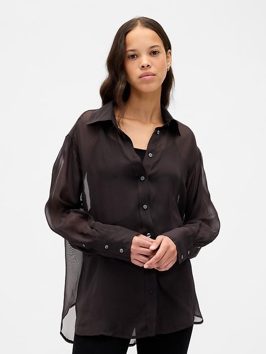 sheer organza big shirt