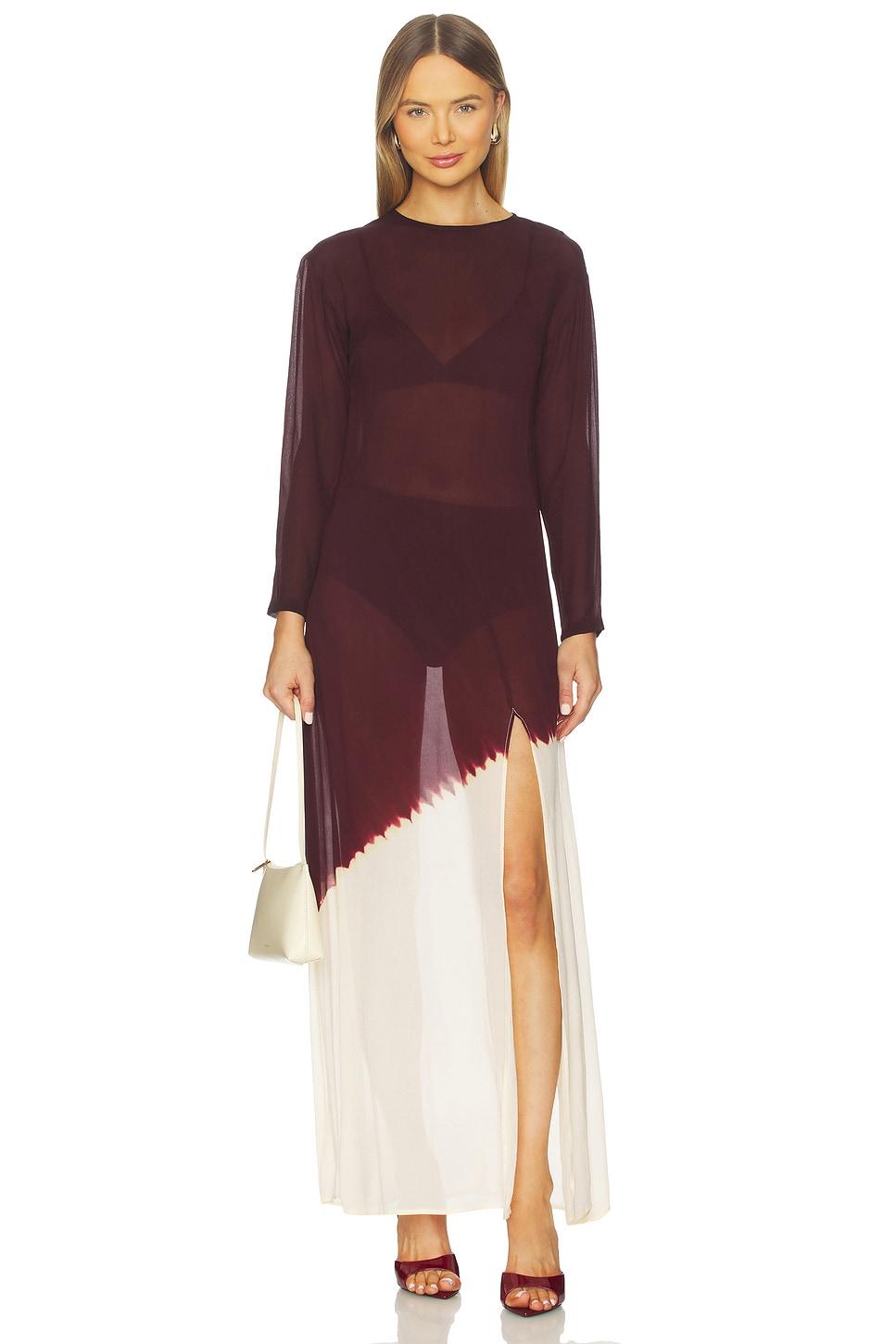 sheer panel maxi dress