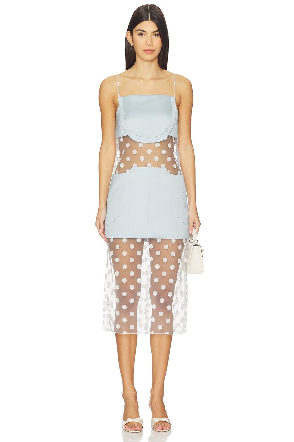 sheer panelled slip midi dress