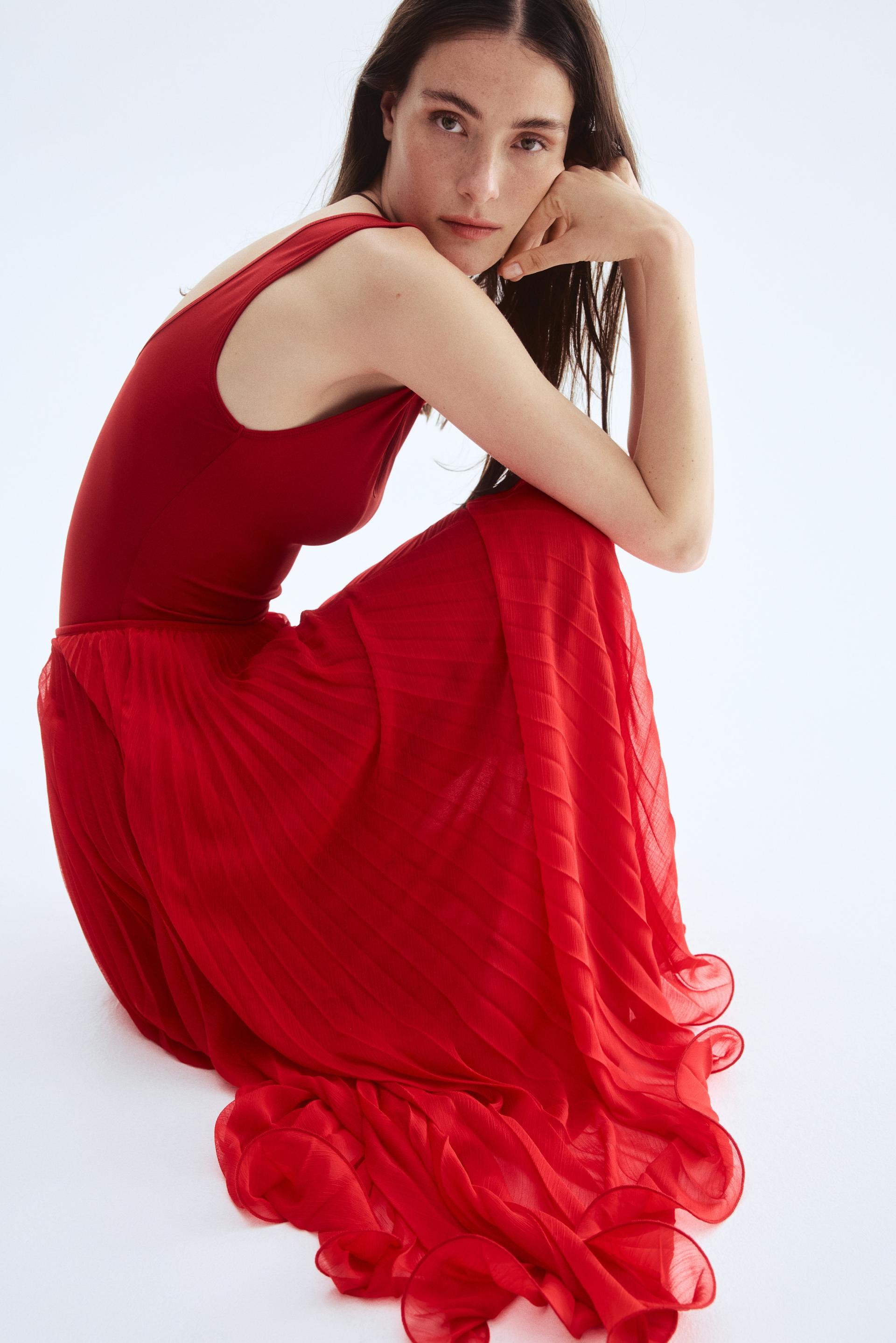 sheer pleated skirt