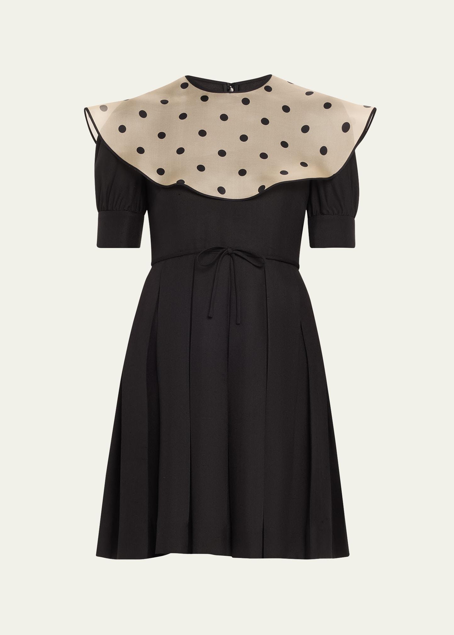 sheer polka dot neckline mini dress