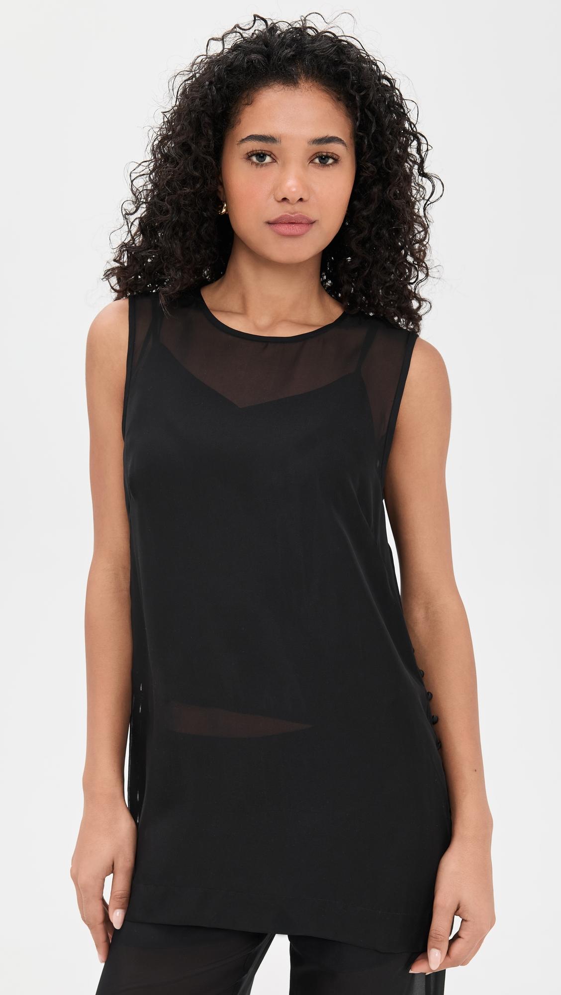 sheer silk maxime top