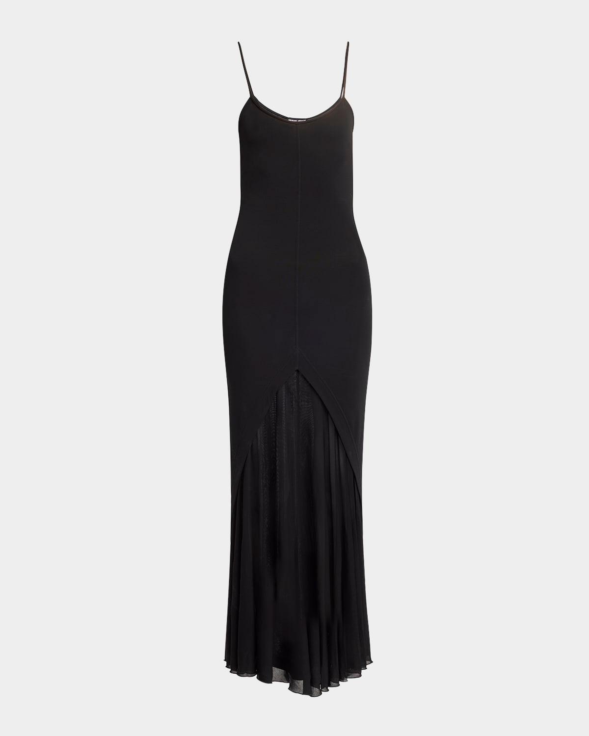 sheer skirt panel jersey dress