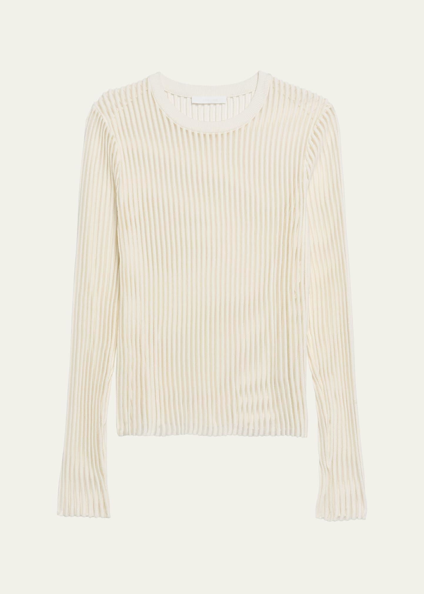 sheer stripe crewneck top