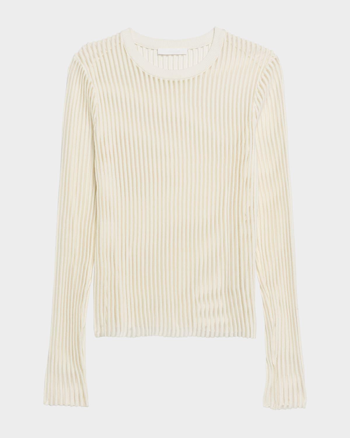 sheer stripe crewneck top
