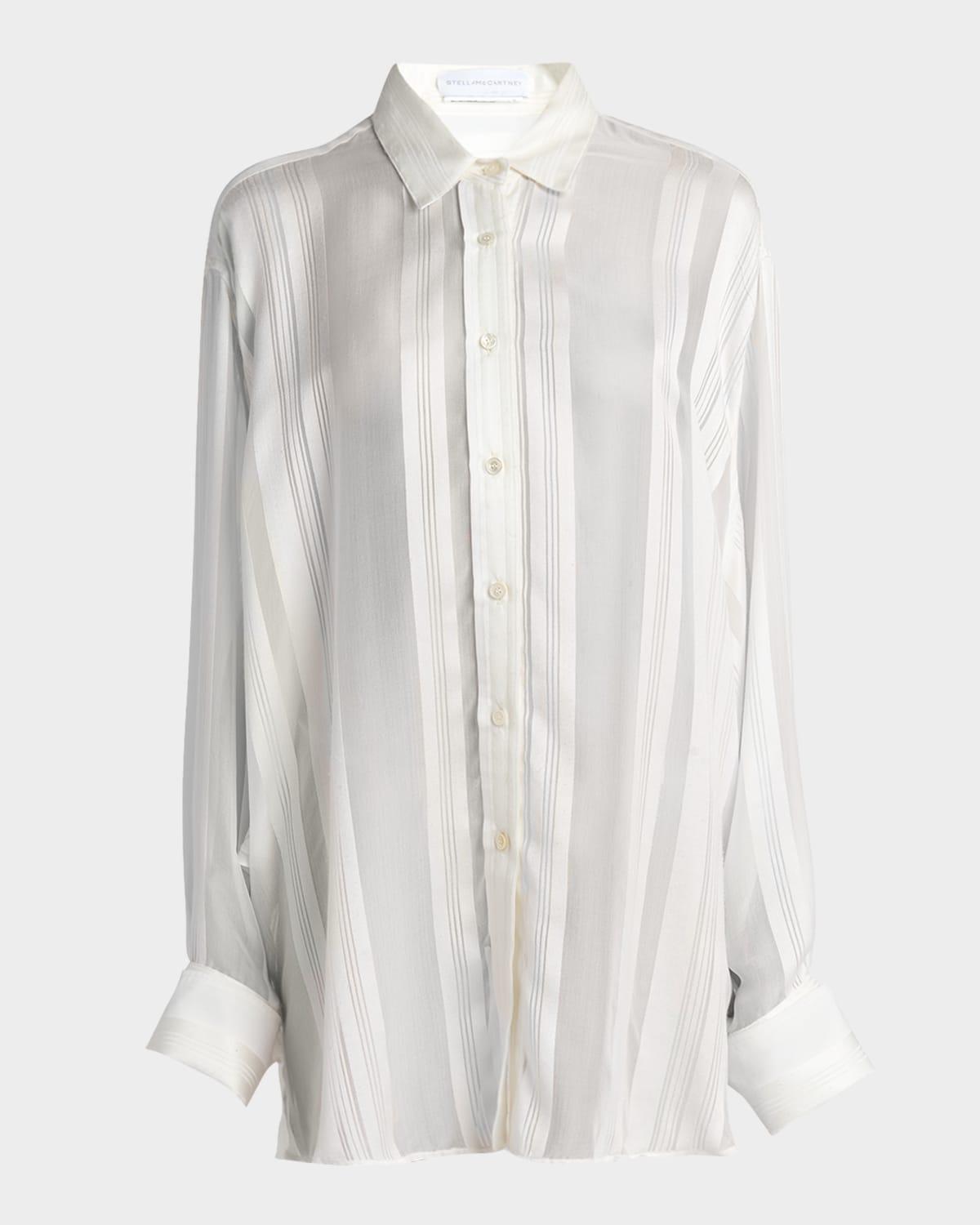sheer stripe silk oversized shirt