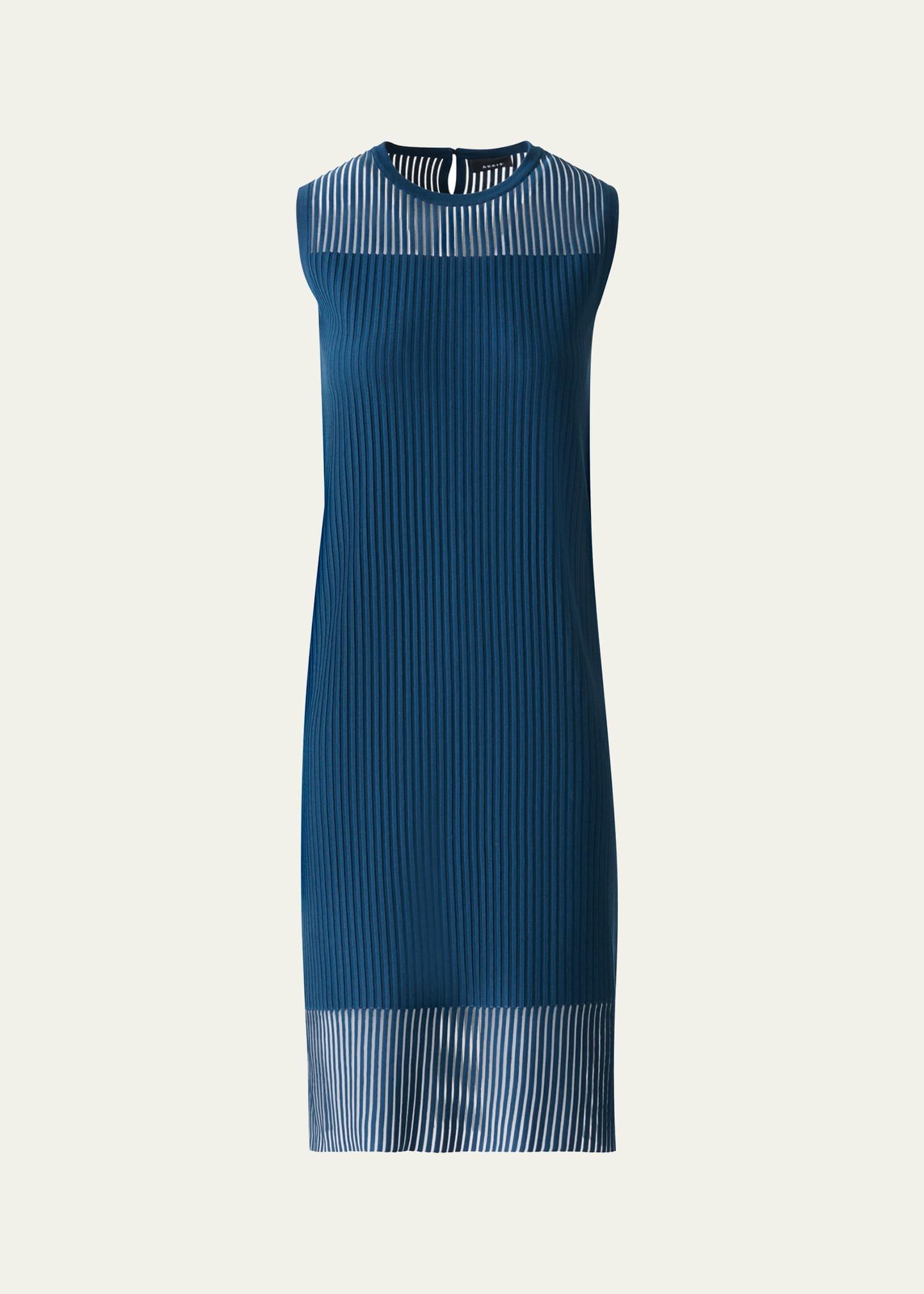 sheer striped knit sleeveless dress